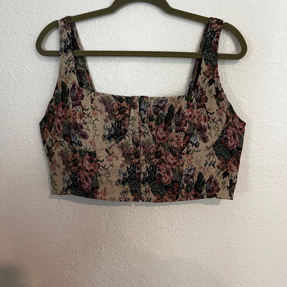 Wild Fable Corset Crop Top Vintage Floral L